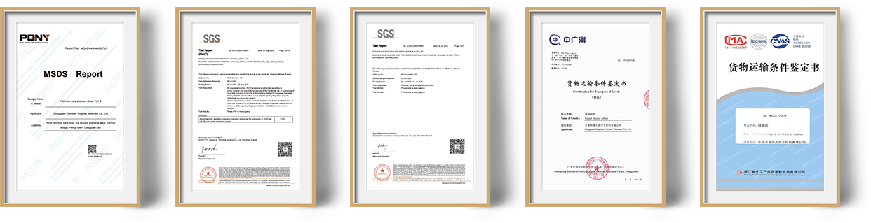 Certificados de cumplimiento para productos de silicona de alta consistencia